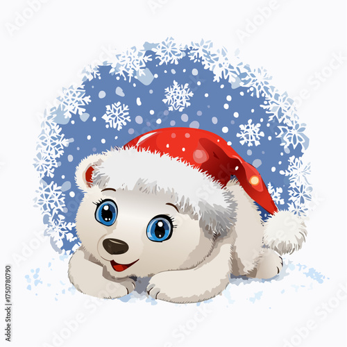 Eisbärbaby mit Weihnachtsmütze