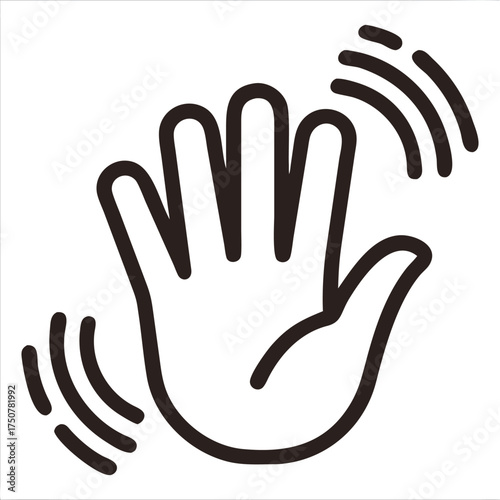 Waving Hand Icon – Hello Greeting Symbol Vector Illustration