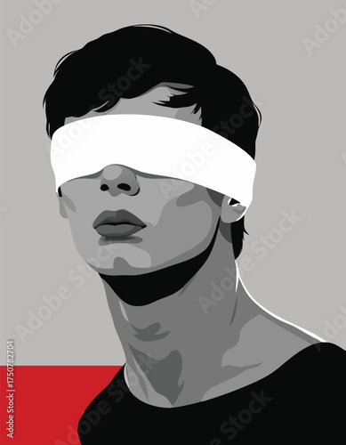 Vector Artwork of Person Wearing a Blindfold EPS