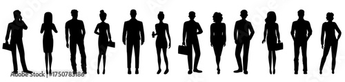 People using collection silhouette - Set of character illustrations with men and women.