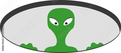 Green alien icon in a hole.
