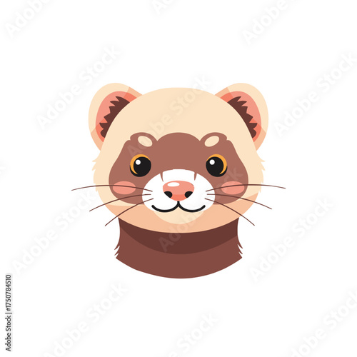 Cute ferret face vector icon. Adorable cartoon pet animal illustration.