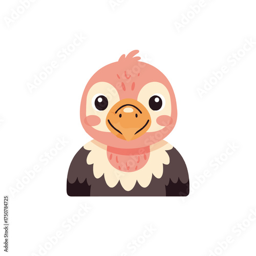 Cute vulture face vector icon. Funny cartoon bird of prey head illustration.