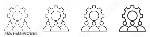 Team management  icon set collection style outline. Contain team work, human ressources, community