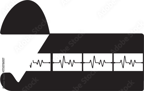 Abstract representation of sound waves and audio data within a device
