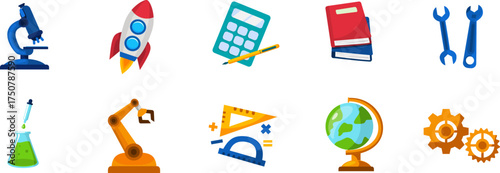 Set of Science, Technology, Engineering, and Math Day Icon