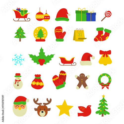 set of christmas icons