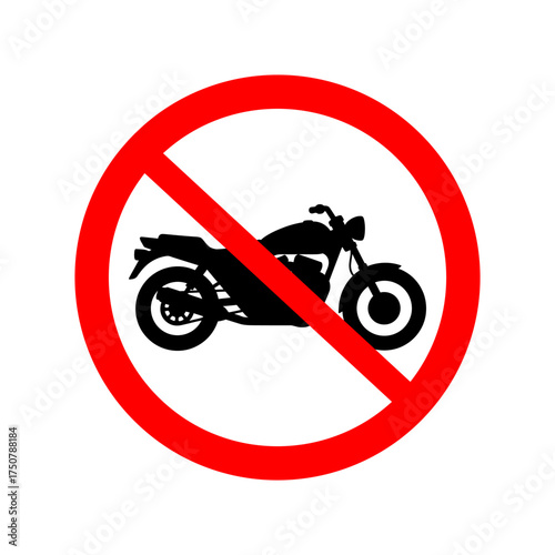 Motorcycle prohibited sign clear graphic showing no motorbikes allowed symbol vector
