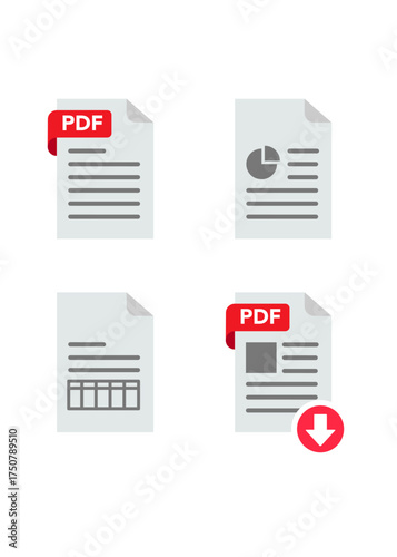 PDF file download icon. Document text, symbol web format information stock illustration.