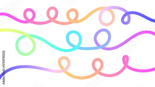 Abstract colorful squiggles with grain effect isolated on transparent background. Hand drawn doodle art. Vector graphic elements.