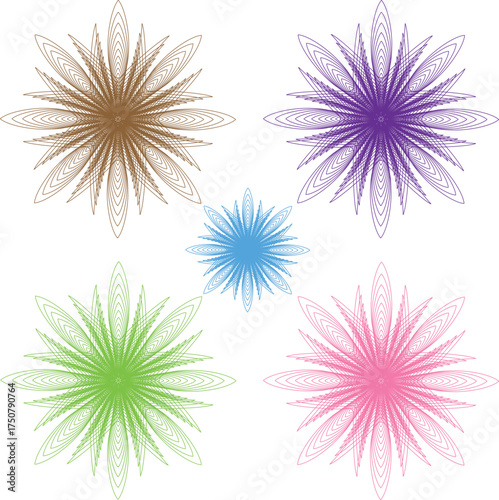 Abstract Floral Pattern in Various Colors on White Background Design Element for Creative Projects