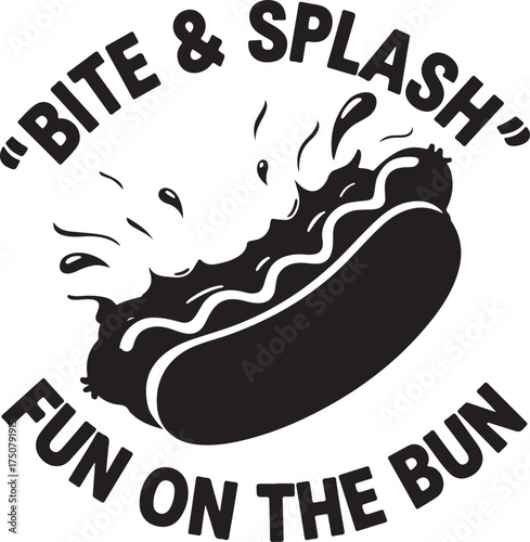 Black and white illustration of a hot dog with Religious Symbol food