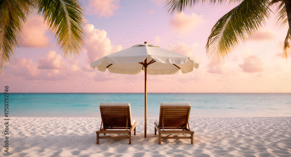 Obraz premium Sunset Beach Relaxation Scene