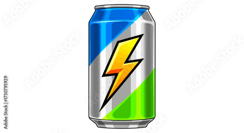 Energy Drink Can with Lightning Bolt, Lightning Bolt Energy Drink Can