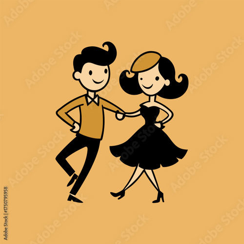 Silhouette of a romantic couple dancing vector clipart for love valentine partner people illustration design