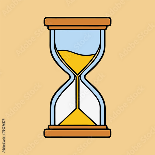 A silhouette of an hourglass showing the passage of time, vector  illustration