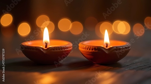 Diwali Festival Warm Glow with Bokeh Background