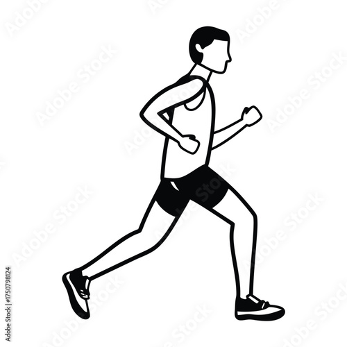 Minimalist running human silhouette flat vector art