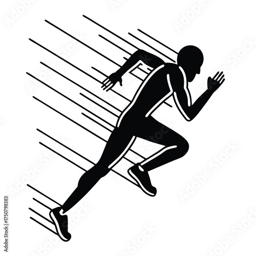 Minimalist running human silhouette flat design