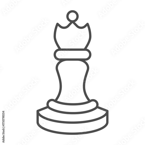 Chess queen thin line icon, chess game concept. Vector graphics. Gaming sign on white background, outline style icon for mobile or web design.