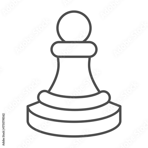 Chess pawn thin line icon, chess game concept. Vector graphics. Gaming sign on white background, outline style icon for mobile or web design.