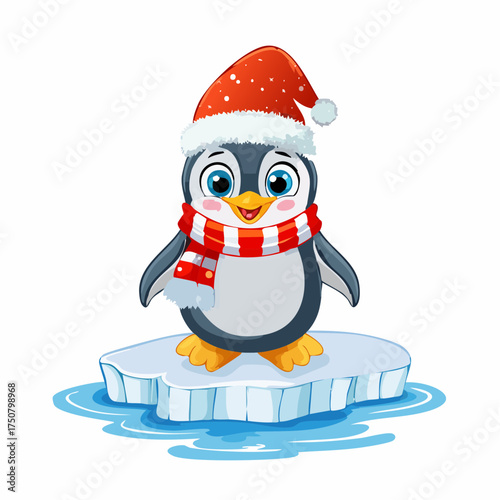 Pinguinbaby mit Weihnachtsmütze
