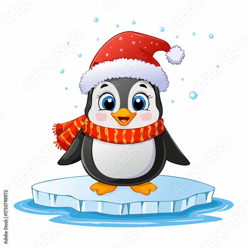 Pinguinbaby mit Weihnachtsmütze