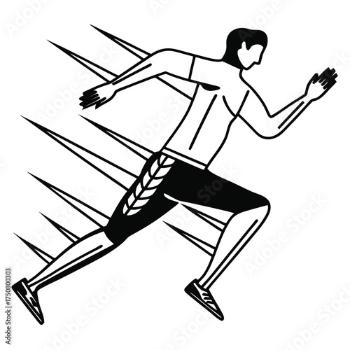 Minimalist running human silhouette flat vector icon