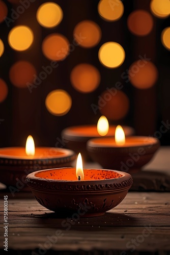 Diwali Festival Warm Glow with Bokeh Background