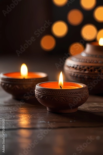 Diwali Festival Warm Glow with Bokeh Background