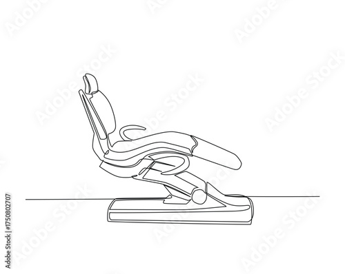 Dentist chair equipment outline illustration. Continuous line drawing of dentistry chair.