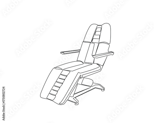 Dentist chair equipment outline illustration. Continuous line drawing of dentistry chair.