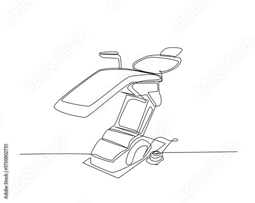 Dentist chair equipment outline illustration. Continuous line drawing of dentistry chair.