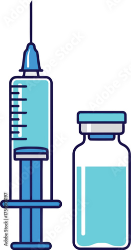 Illustration of a syringe and vial medical equipment for injections
