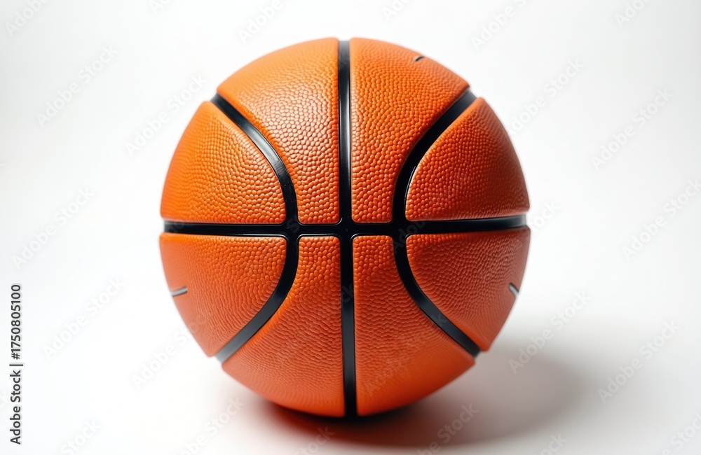 Fototapeta premium Orange basketball isolated on white background. Classic round sports equipment for playing court games, team competition, and athletic training.