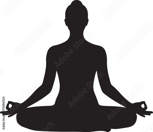 Lotus pose meditation silhouette vector