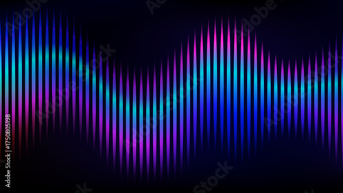 Vibrant Neon Sound Wave Gradient Abstract Background.