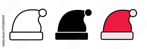 Santa hat icon glyph style design vector template stroke, filled and colored concept for web design.