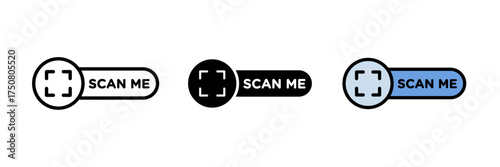 Scan me icon printable scan here sticker template. Vector illustration on transparent background. Stroke, filled and colored concept for web design.