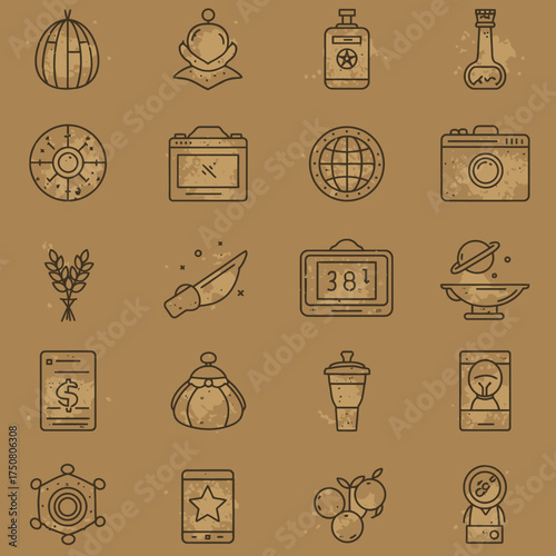 Outline Lineart Various Objects Assortment Thin Line Style Icon Collection