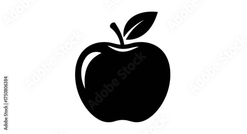 Illustration of black apple silhouette isolated on white background