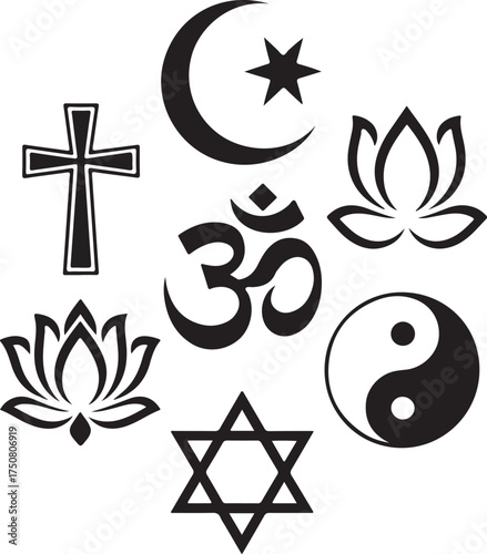 Diverse faith symbols unity harmony peace understanding