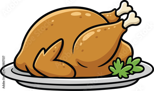 roasted whole turkey dinner illustration