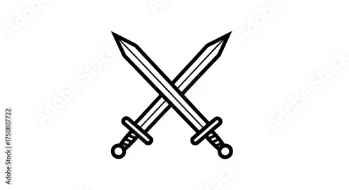 Illustration of two crossed swords isolated on white background
