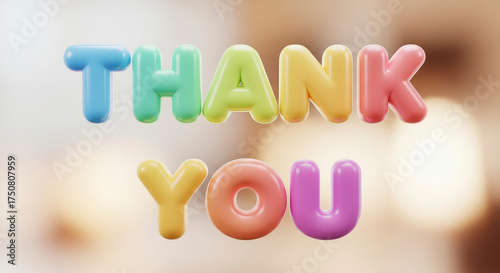 Bright 3D 'Thank You' message in colorful letters.