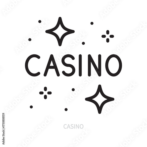 Inscription line icon. Lettering symbol. Casino, gambling game concept. Isolated on a white background. Flat design. Editable stroke. Vector illustration.