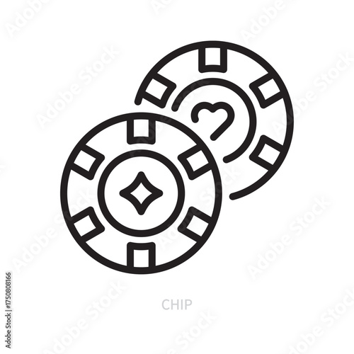 Chip line icon, symbol. Casino, gambling game concept. Isolated on a white background. Flat design. Editable stroke. Vector illustration.