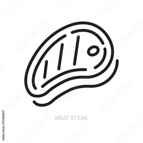 Meat steak line icon, symbol. Food concept. Isolated on a white background. Editable stroke. Flat design. Vector illustration.
