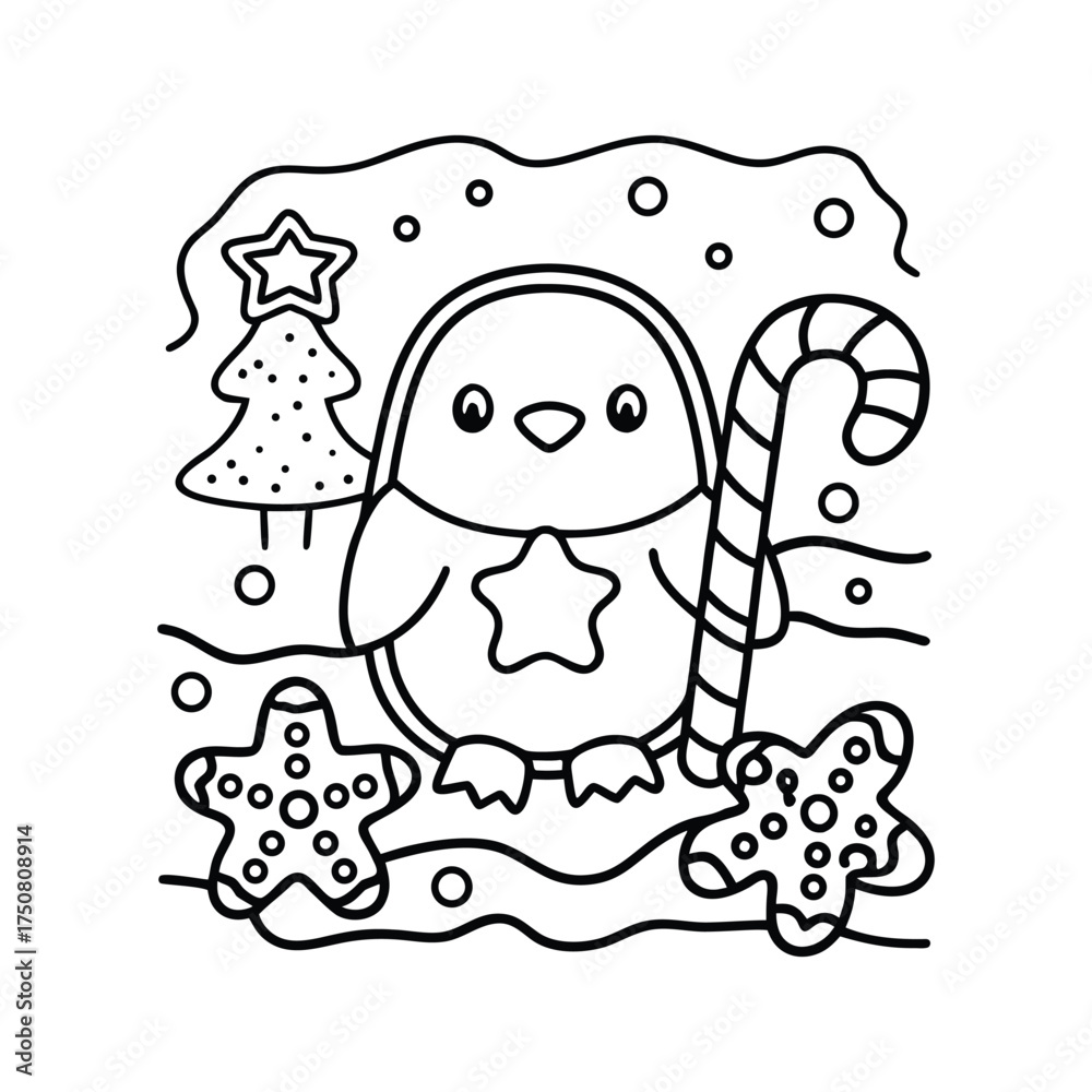Fototapeta premium Bold And Easy Christmas Coloring Pages 