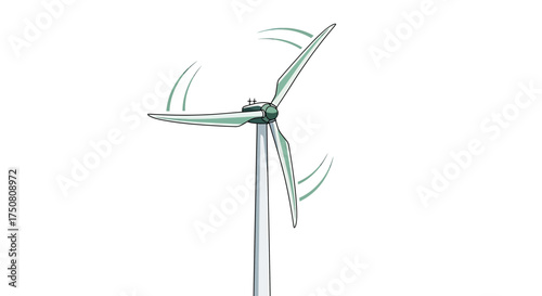 Illustration of green wind turbine isolated on white background